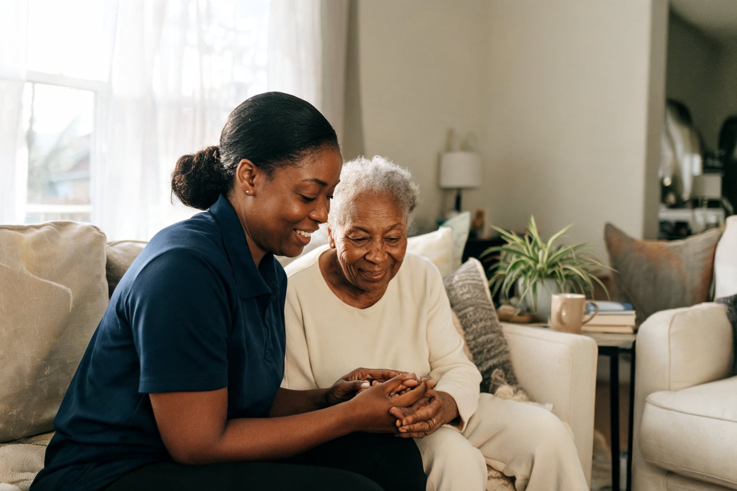 A caregiver and client at home